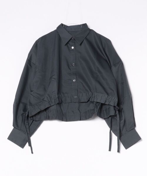 STYLEBLOCK（スタイルブロック）の「TCブロードギャザーショートブラウス（シャツ/ブラウス・レディース・ブルー/チャコールグレー/ホワイト/ベージュ・M）」の6枚目の写真