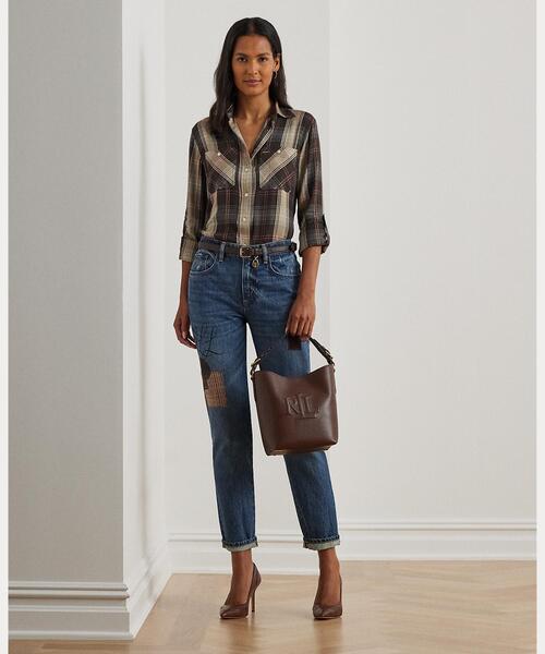 【セール】パッチワーク ボーイフレンド テーパード アンクル ジーンズ（デニムパンツ）｜LAUREN RALPH LAUREN（ローレン ラルフ ローレン）デニムパンツ