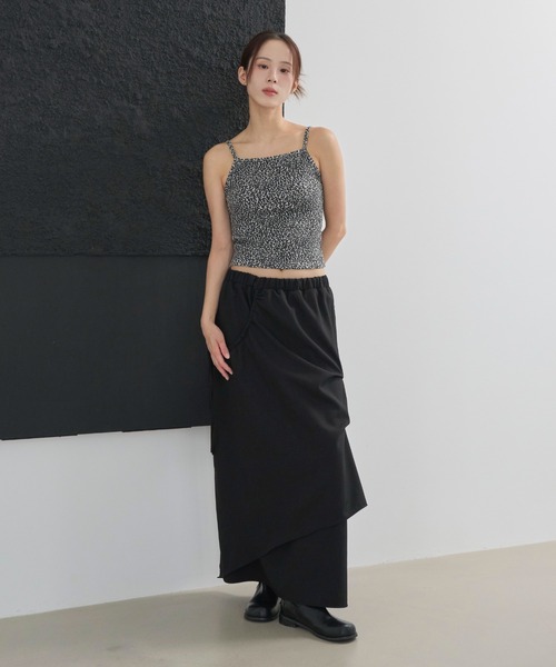 UNE MANSION（ユヌマンション）の「【レイヤードインナーとしても活躍！】ユニークレオパードキャミソール（キャミソール・レディース・ブラック/ブラウン/ピンク・FREE）」の9枚目の写真