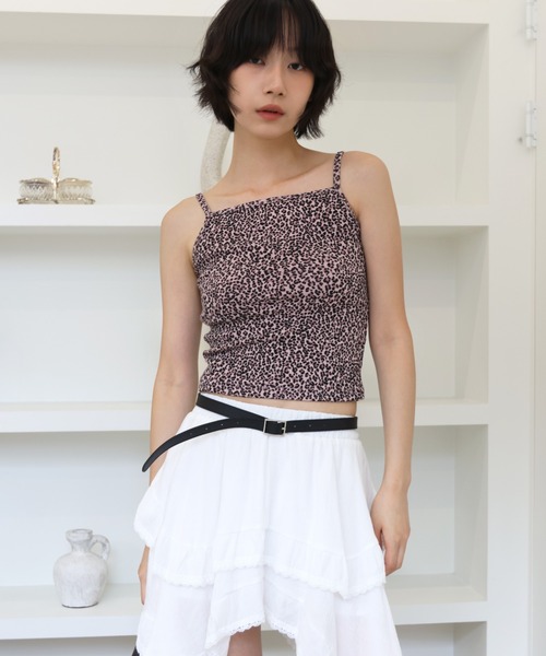 UNE MANSION（ユヌマンション）の「【レイヤードインナーとしても活躍！】ユニークレオパードキャミソール（キャミソール・レディース・ブラック/ブラウン/ピンク・FREE）」の15枚目の写真