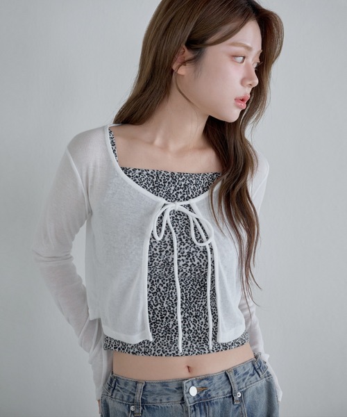 UNE MANSION（ユヌマンション）の「【レイヤードインナーとしても活躍！】ユニークレオパードキャミソール（キャミソール・レディース・ブラック/ブラウン/ピンク・FREE）」の14枚目の写真