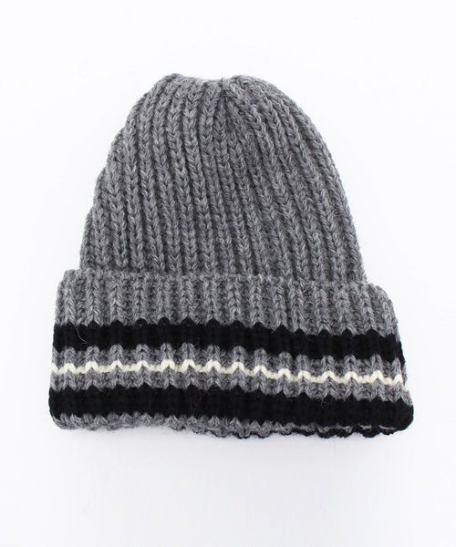 HIGHLAND 2000(ハイランドトゥーサウザンド)の「HIGHLAND 2000/カラーラインリブニット帽(ニットキャップ/ビーニー・レディース・ホワイト/グレー・FREE)」の3枚目の写真