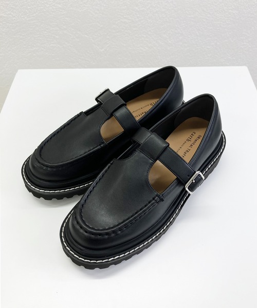 ORiental TRaffic モカシン 黒&ベージュ2足 26cm セール】Tストラップシューズ 31382（モカシン/デッキシューズ