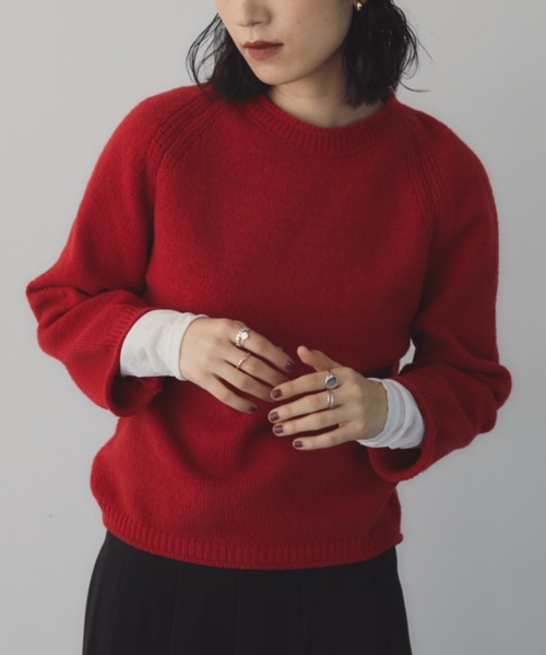 DRWCYS（ドロシーズ）の「ミドルゲージクルーニット（ニット/セーター・レディース・ホワイト/レッド・FREE）」の3枚目の写真