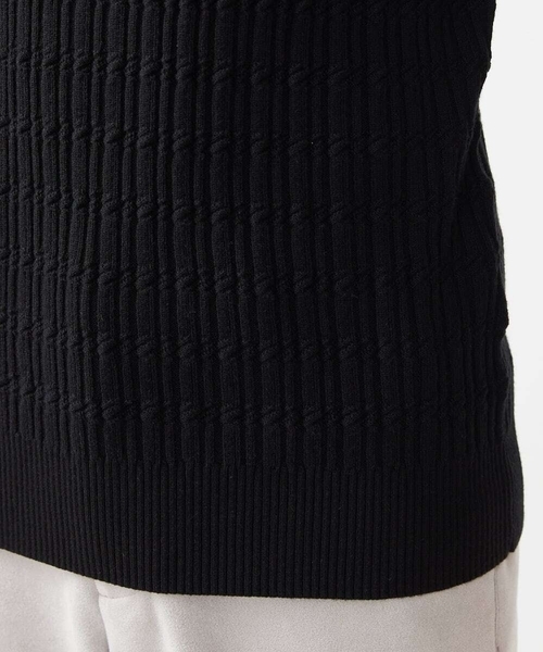 MK MICHEL KLEIN HOMME （エムケーミッシェルクランオム）の「【残りわずか/洗濯機で洗える】タートルニット/ステアストライプ（ニット/セーター・メンズ・ダークインディゴブルー/ブラック/ホワイト・48/46/51）」の16枚目の写真
