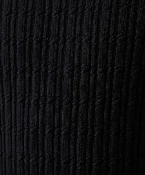 MK MICHEL KLEIN HOMME （エムケーミッシェルクランオム）の「【残りわずか/洗濯機で洗える】タートルニット/ステアストライプ（ニット/セーター・メンズ・ダークインディゴブルー/ブラック/ホワイト・48/46/51）」の15枚目の写真