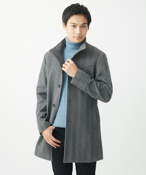 MK MICHEL KLEIN HOMME （エムケーミッシェルクランオム）の「【残りわずか/洗濯機で洗える】タートルニット/ステアストライプ（ニット/セーター・メンズ・ダークインディゴブルー/ブラック/ホワイト・48/46/51）」の10枚目の写真