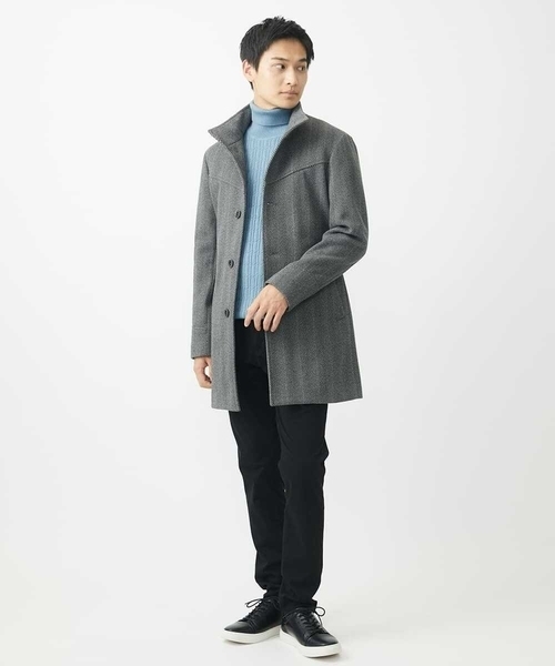 MK MICHEL KLEIN HOMME （エムケーミッシェルクランオム）の「【残りわずか/洗濯機で洗える】タートルニット/ステアストライプ（ニット/セーター・メンズ・ダークインディゴブルー/ブラック/ホワイト・48/46/51）」の9枚目の写真