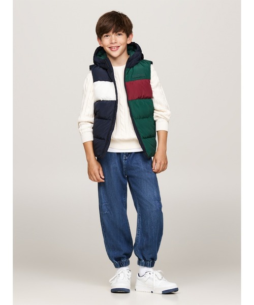 TOMMY HILFIGER(トミーヒルフィガー)の「BOYS カラーブロックリップストップパデッドベスト(ダウンベスト・キッズ・グリーン・130cm/140cm/150cm/160cm)」の4枚目の写真