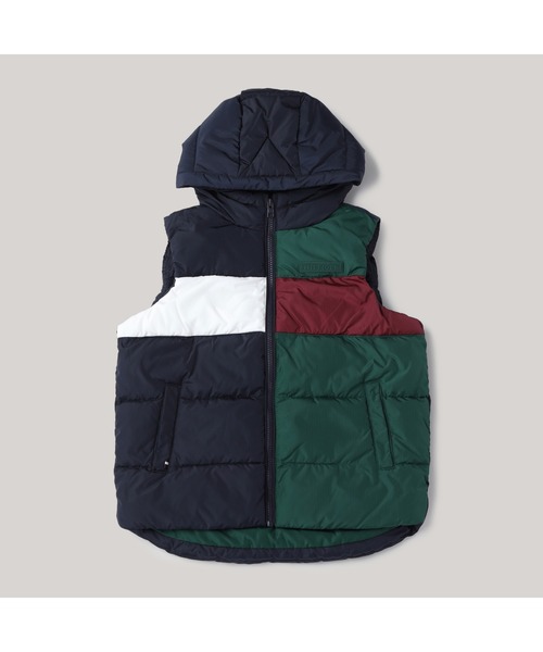 TOMMY HILFIGER(トミーヒルフィガー)の「BOYS カラーブロックリップストップパデッドベスト(ダウンベスト・キッズ・グリーン・130cm/140cm/150cm/160cm)」の5枚目の写真