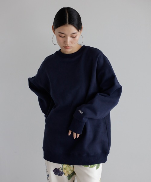 sleeve ENↃ logo wool lining sweat / 裏起毛ENↃロゴ刺繍スウェット