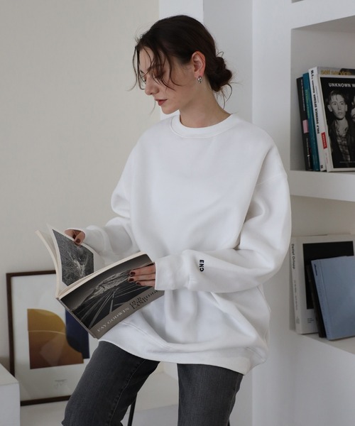 トレーナー スウェット sleeve ENC logo wool lining sweat / 裏起毛ENCロゴ刺繍スウェット レディース sleeve ENC logo wool lining sweat / 裏起毛ENCロゴ刺繍