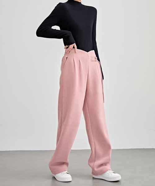 Lace Ladies（レースレディース）の「チャイナボタン コーデュロイ 裏起毛 ストレート タック パンツ（その他パンツ・レディース・ブラック/ピンク・U/G/Q/W/H/J/N/R/T/O/K/F）」の9枚目の写真
