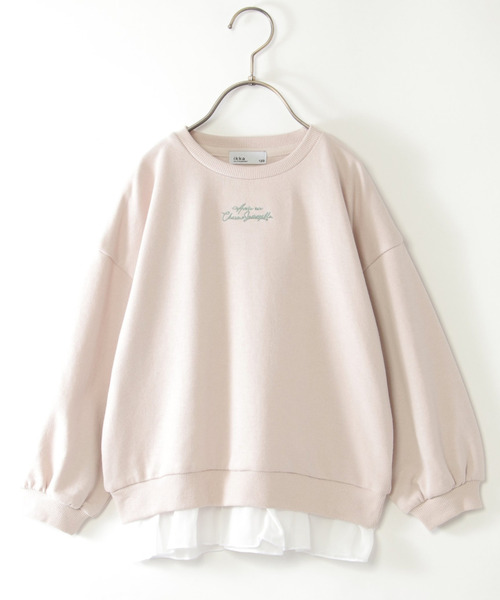 ikka（イッカ）の「裾シフォンミニロゴ刺繍プルオーバー（120~160cm）（スウェット・キッズ・ベージュ/ダークラベンダー/ダークグレー・140/150/160/130/120）」の2枚目の写真