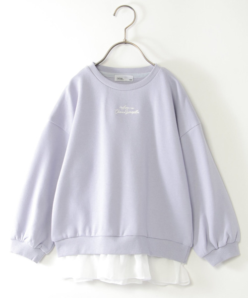 ikka（イッカ）の「裾シフォンミニロゴ刺繍プルオーバー（120~160cm）（スウェット・キッズ・ベージュ/ダークラベンダー/ダークグレー・140/150/160/130/120）」の3枚目の写真