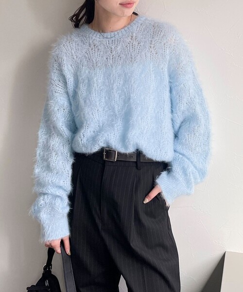 OHGA オーガSHINY ラメニット シルバー グレー 半袖セーター　新品 OHGA SHINY 【美品】OHGA オーガSHINY ラメニット シルバー グレー