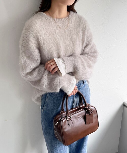 fredy emue（フレディエミュ）の「ラメシャギー透かし柄ニットプルオーバー（ニット/セーター・レディース・サックスブルー/ベビーピンク/ライトグレー/オフホワイト・38）」の2枚目の写真