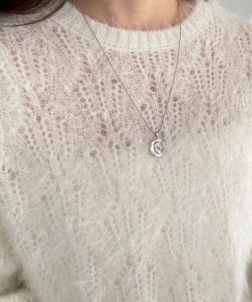 fredy emue（フレディエミュ）の「ラメシャギー透かし柄ニットプルオーバー（ニット/セーター・レディース・サックスブルー/ベビーピンク/ライトグレー/オフホワイト・38）」の14枚目の写真