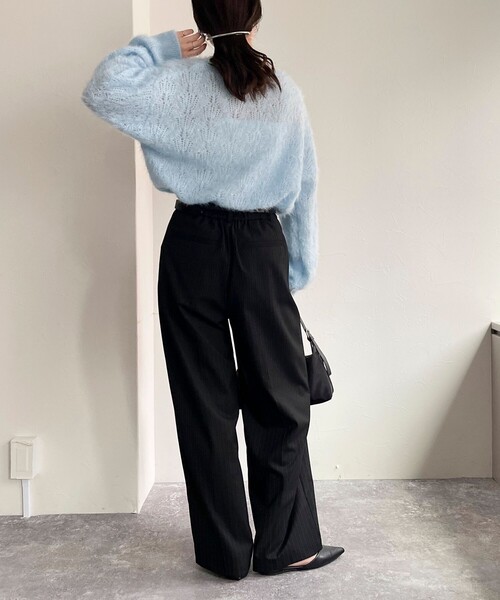 fredy emue（フレディエミュ）の「ラメシャギー透かし柄ニットプルオーバー（ニット/セーター・レディース・サックスブルー/ベビーピンク/ライトグレー/オフホワイト・38）」の18枚目の写真