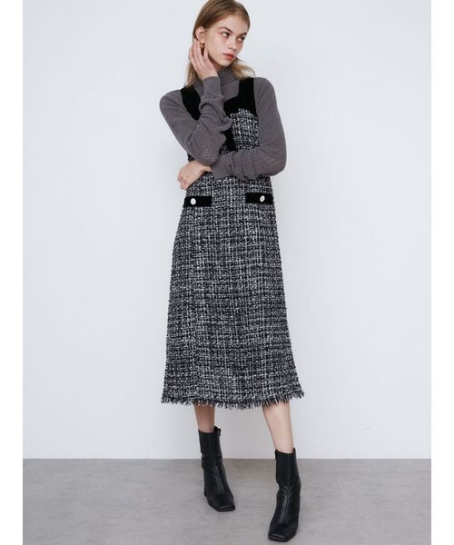 CALNAMUR（カルナムール）の「クラシカルツイードワンピース（ワンピース・レディース・ブラック/ブラウン・SMALL/MEDIUM）」の5枚目の写真