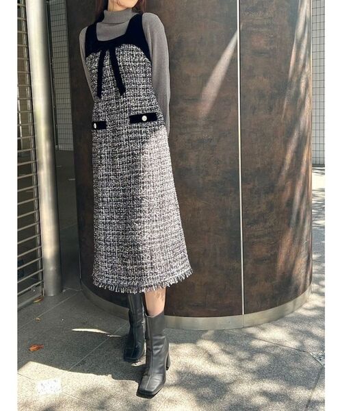 CALNAMUR（カルナムール）の「クラシカルツイードワンピース（ワンピース・レディース・ブラック/ブラウン・SMALL/MEDIUM）」の15枚目の写真