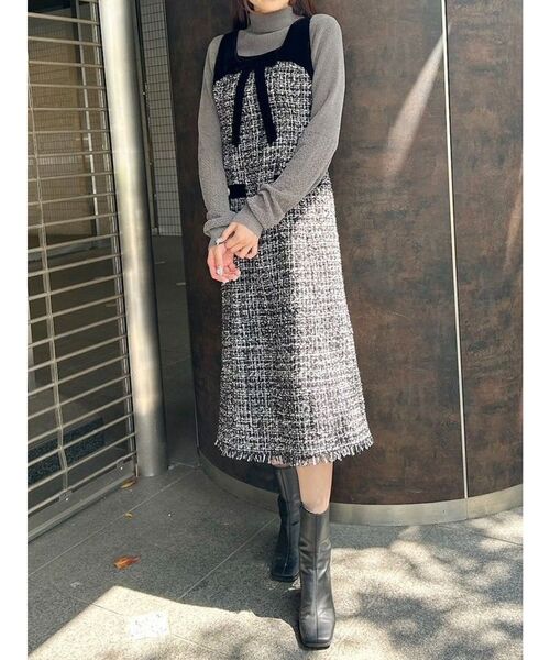 CALNAMUR（カルナムール）の「クラシカルツイードワンピース（ワンピース・レディース・ブラック/ブラウン・SMALL/MEDIUM）」の16枚目の写真