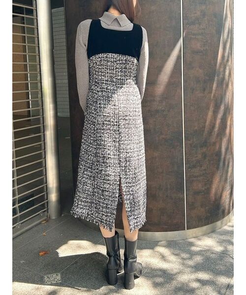 CALNAMUR（カルナムール）の「クラシカルツイードワンピース（ワンピース・レディース・ブラック/ブラウン・SMALL/MEDIUM）」の18枚目の写真