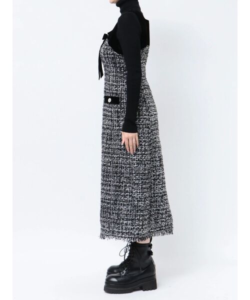 CALNAMUR（カルナムール）の「クラシカルツイードワンピース（ワンピース・レディース・ブラック/ブラウン・SMALL/MEDIUM）」の20枚目の写真
