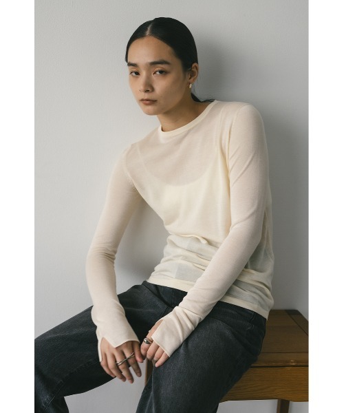 STYLEMIXER（スタイルミキサー）の「スリットスリーブスムースニット（ニット/セーター・レディース・アイボリー/レッド/グレー/ブラック・FREE）」の5枚目の写真