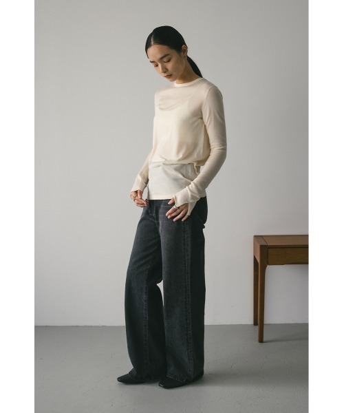 STYLEMIXER（スタイルミキサー）の「スリットスリーブスムースニット（ニット/セーター・レディース・アイボリー/レッド/グレー/ブラック・FREE）」の6枚目の写真