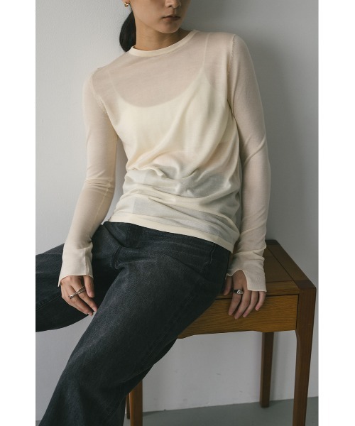 STYLEMIXER（スタイルミキサー）の「スリットスリーブスムースニット（ニット/セーター・レディース・アイボリー/レッド/グレー/ブラック・FREE）」の7枚目の写真