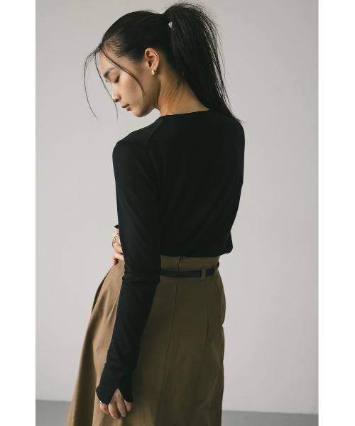 STYLEMIXER（スタイルミキサー）の「スリットスリーブスムースニット（ニット/セーター・レディース・アイボリー/レッド/グレー/ブラック・FREE）」の15枚目の写真