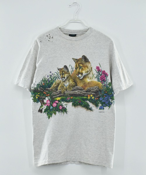 VINTAGE（ヴィンテージ）の「【ヴィンテージ古着】90's HABITAT ライオン アニマルプリントTシャツ USA製（Tシャツ/カットソー・メンズ・グレー・LARGE）」の2枚目の写真