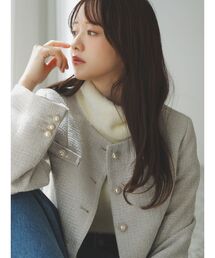 dazzlin | 【森香澄コラボ】 ベルスリーブショートジャケット(ノーカラージャケット)