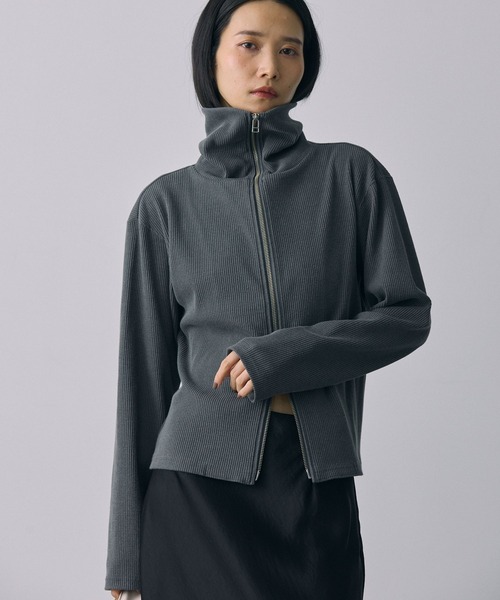 BABYLONE（バビロン）の「BIGカラーZIPブルゾン（Tシャツ/カットソー・レディース・ベージュ/チャコール・フリー）」の19枚目の写真