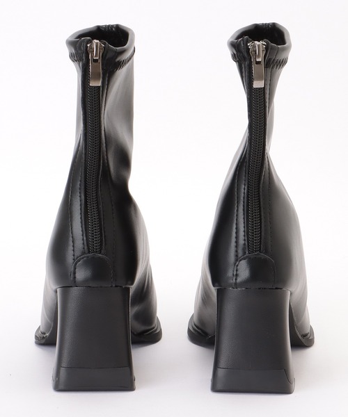 Lace Ladies(レースレディース)の「スクエアトゥ レザー調 チャンキー ショート ブーツ(ブーツ・レディース・ブラック・22.5cm/23cm/23.5cm/24cm/24.5cm/25cm)」の8枚目の写真
