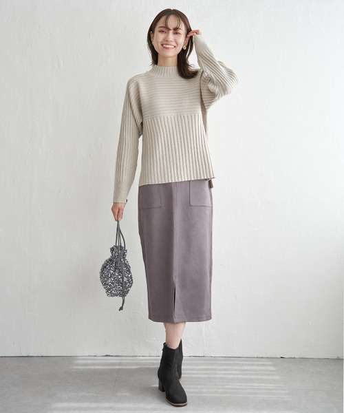ikka(イッカ)の「GOKU楽フェイクスエードスカート(スカート・レディース・スカイブルー/ブラック/モカ/ベージュ・L/M/S)」の9枚目の写真