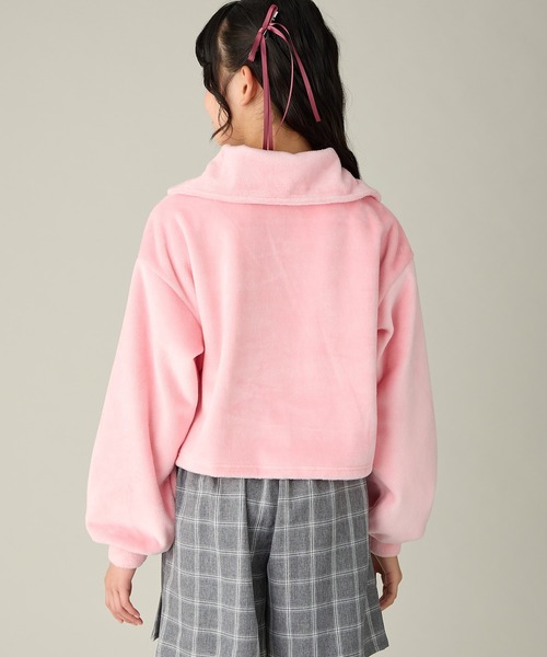 Amourire girl(アムリールガール)の「裏シャギー ハーフジッププルオーバー/フリース(130㎝~160㎝)(パーカー・キッズ・ピンク/オフホワイト・140cm/150cm/160cm/130cm)」の9枚目の写真