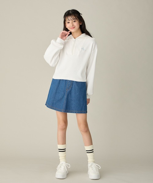Amourire girl(アムリールガール)の「裏シャギー ハーフジッププルオーバー/フリース(130㎝~160㎝)(パーカー・キッズ・ピンク/オフホワイト・140cm/150cm/160cm/130cm)」の12枚目の写真