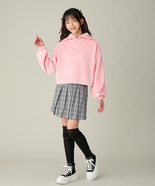Amourire girl(アムリールガール)の「裏シャギー ハーフジッププルオーバー/フリース(130㎝~160㎝)(パーカー・キッズ・ピンク/オフホワイト・140cm/150cm/160cm/130cm)」の14枚目の写真