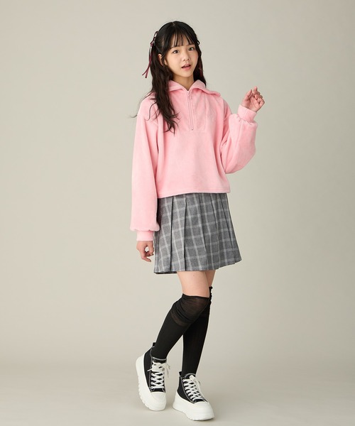 Amourire girl(アムリールガール)の「裏シャギー ハーフジッププルオーバー/フリース(130㎝~160㎝)(パーカー・キッズ・ピンク/オフホワイト・140cm/150cm/160cm/130cm)」の16枚目の写真