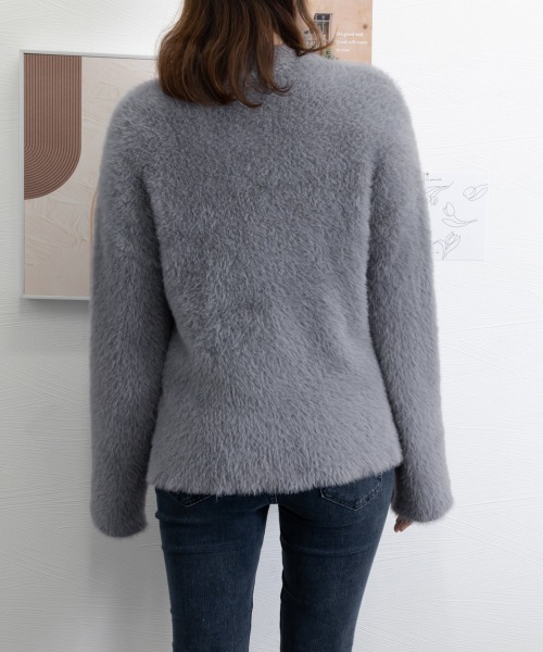 Miniministore(ミニミニストア)の「シャギーニットトップス クルーネック長袖(ニット/セーター・レディース・ブラック/ブルー/モスグリーン/オフホワイト/グレー・FREE)」の21枚目の写真