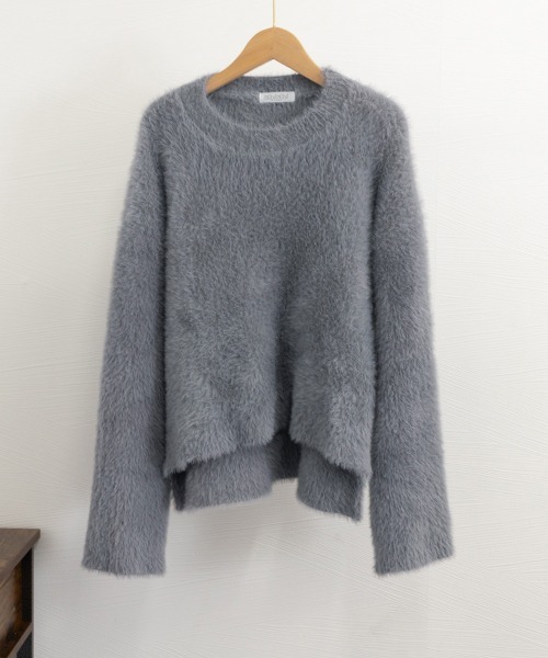 Miniministore(ミニミニストア)の「シャギーニットトップス クルーネック長袖(ニット/セーター・レディース・ブラック/ブルー/モスグリーン/オフホワイト/グレー・FREE)」の22枚目の写真
