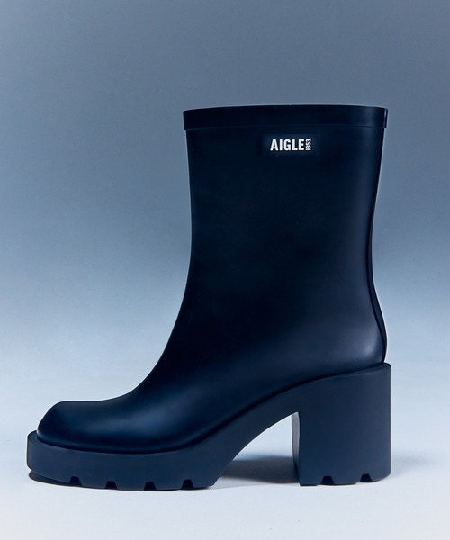 AIGLE 厚底 ボリュームソール 完全防水 モンソー ハイヒールラバーブーツ（レインシューズ）