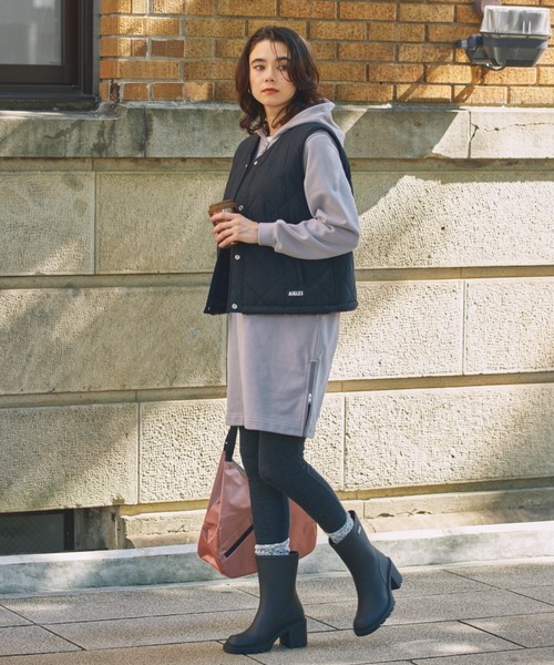 AIGLE 厚底 ボリュームソール 完全防水 モンソー ハイヒールラバーブーツ（レインシューズ）