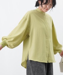LC/LLL 袖口リブオーバーシャツ / 袖ボリュームバンドカラーシャツ