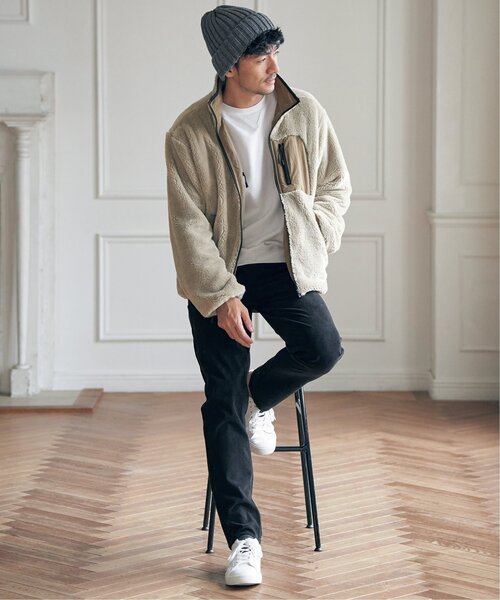 ikka(イッカ)の「【親子コーデ】リバーシブルナイロンフリースブルゾン(ブルゾン・メンズ・ブラック/オリーブ/ベージュ・M/L/XL/S)」の13枚目の写真