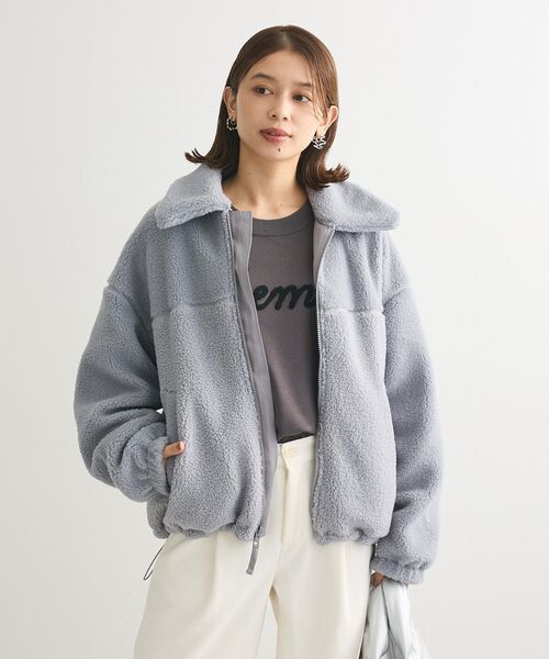 Green　Parks（グリーンパークス）の「リバーシブルコンビボアブルゾン（ブルゾン・レディース・グレイッシュベージュ/サックスブルー/ホワイト系その他2・FREE）」の18枚目の写真