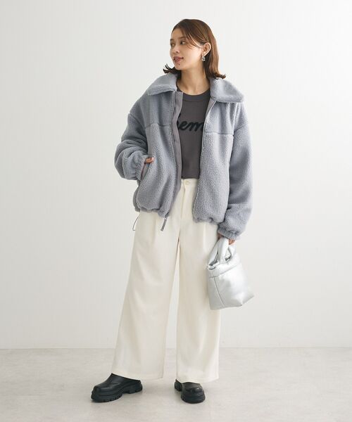 Green　Parks（グリーンパークス）の「リバーシブルコンビボアブルゾン（ブルゾン・レディース・グレイッシュベージュ/サックスブルー/ホワイト系その他2・FREE）」の19枚目の写真