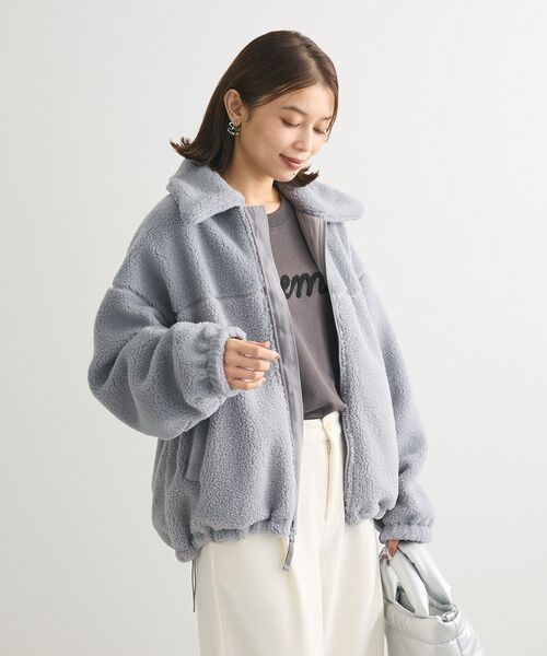 Green　Parks（グリーンパークス）の「リバーシブルコンビボアブルゾン（ブルゾン・レディース・グレイッシュベージュ/サックスブルー/ホワイト系その他2・FREE）」の22枚目の写真